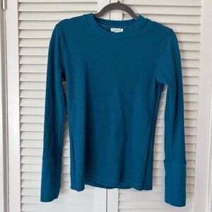 Sundance women's long-sleeved t-shirt waffleknit teal blue small thermal crew